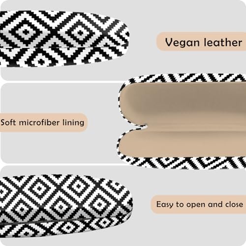 Deokke Glasses Case Hard Shell Eyeglass Protective Case L20-black White