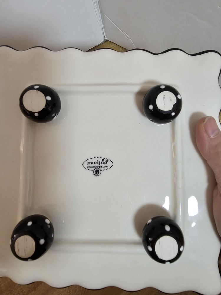 Mudpie Ceramic Square Footed Small 8" Square Plate