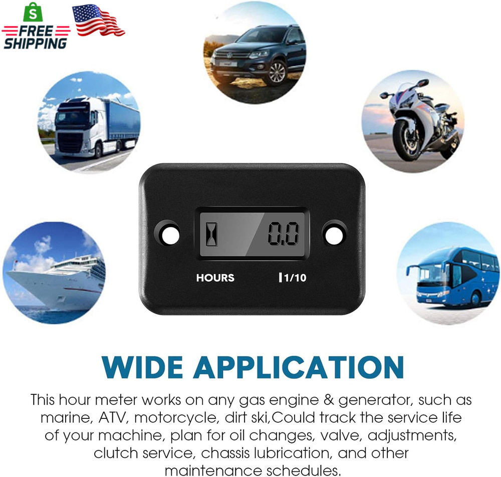 4 Pieces Hour Meters for Small Engines Inductive Digital Engine Meter Automatica