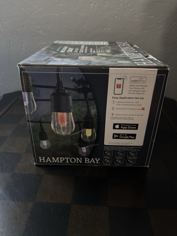 Hampton Bay Smart Color Changing Indoor/Outdoor String Light 24ft NIB