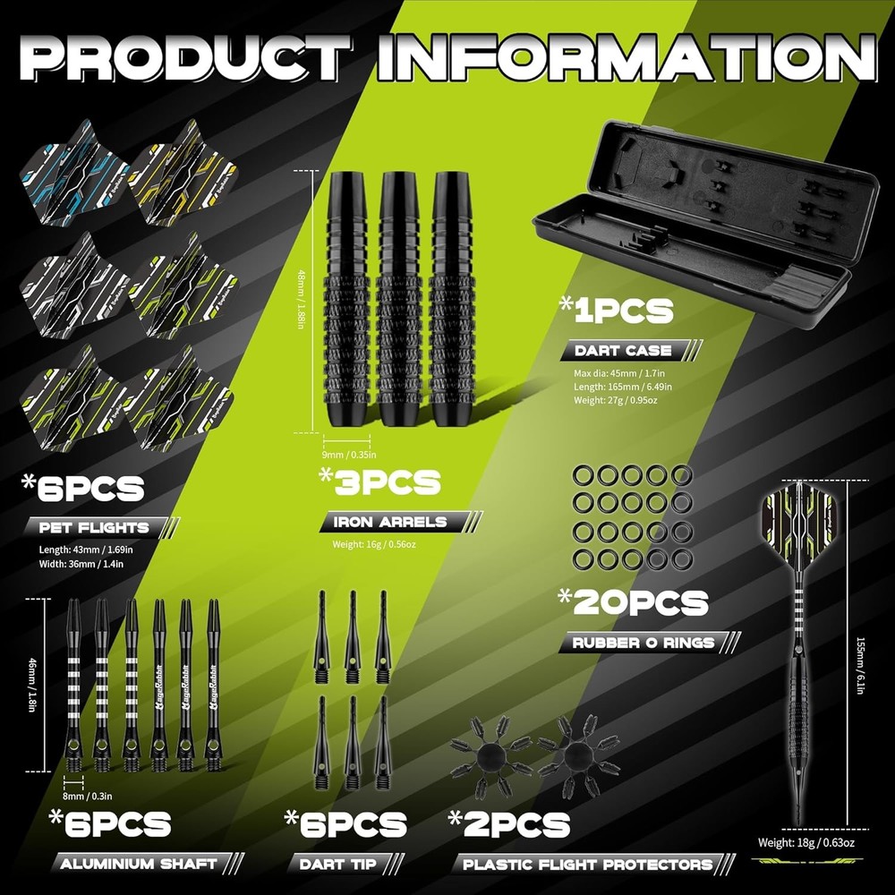 Soft Tip Darts Set - 3 Pack 18g with Extra Tips, Flights & Dart Accessories
