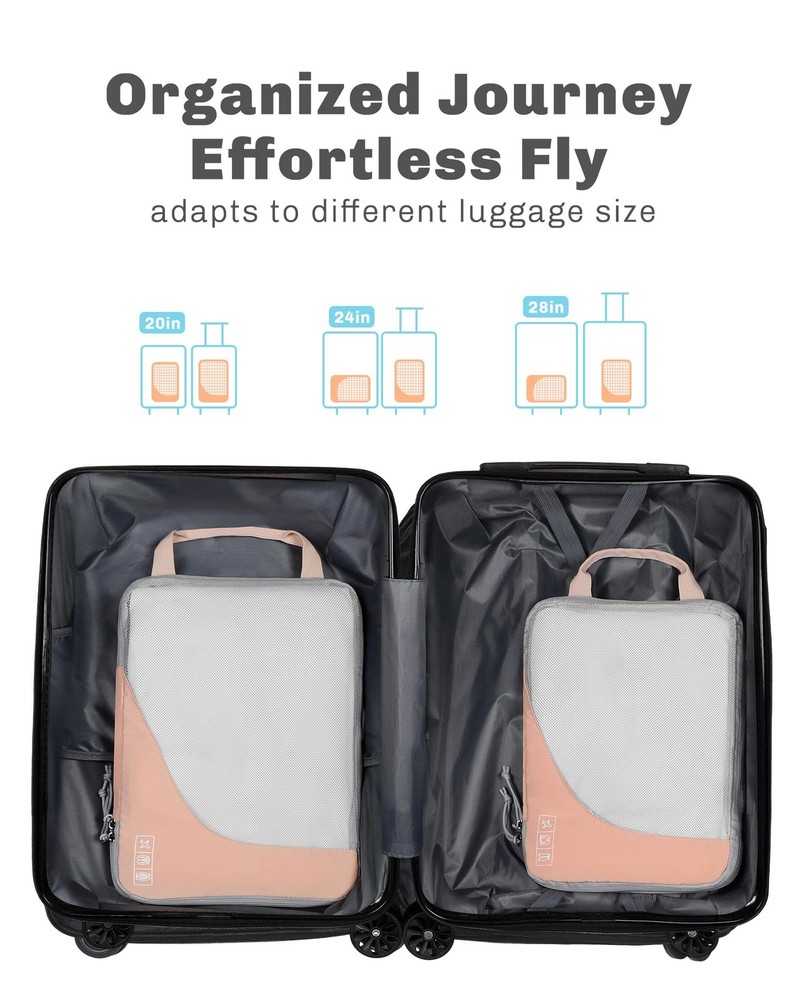 6 Set/ 4 Set/ 2 Set Compression Packing Cubes Travel Essentials Lightweight N...