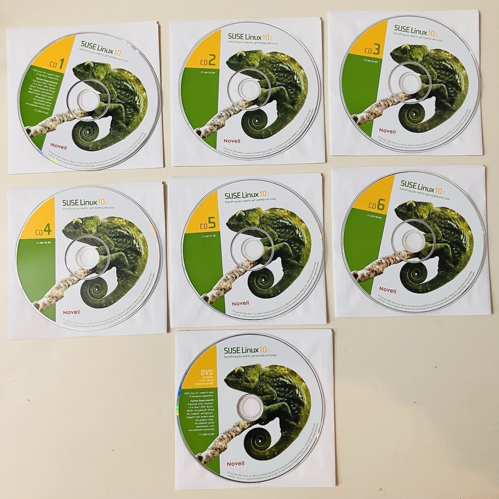 SUSE Linux 10.1 Strong Encryption Box Set 7-Disc CD/DVD + Manual Novell Complete