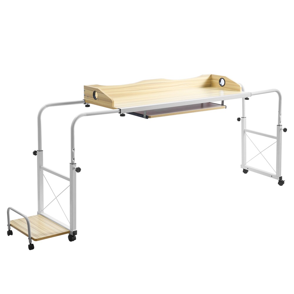 Mobile Adjustable Home Office Desk - Cross-Bed Stretchable & Movable Design