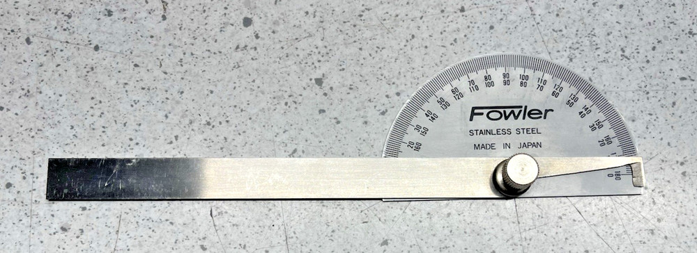 Fowler Stainless Steel Protractor Rectangular Head & Semi-Circular Head