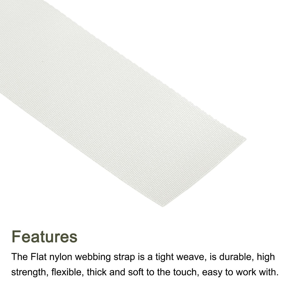 Flat Nylon Webbing Strap 2 Inch 5 Yards White for Backpack