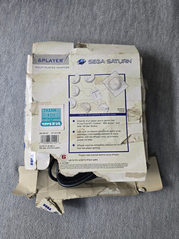 Sega Saturn 6 Player Multitap 1995 ● Packaging is Damaged