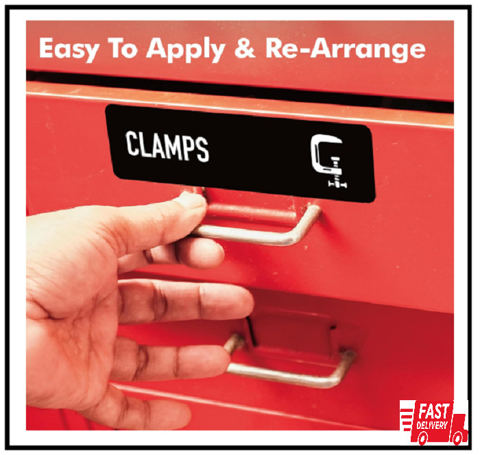 90 PCS Magnetic Toolbox Labels, 82 Pre-Printed & 8 Blanks Large Size Tool Chest