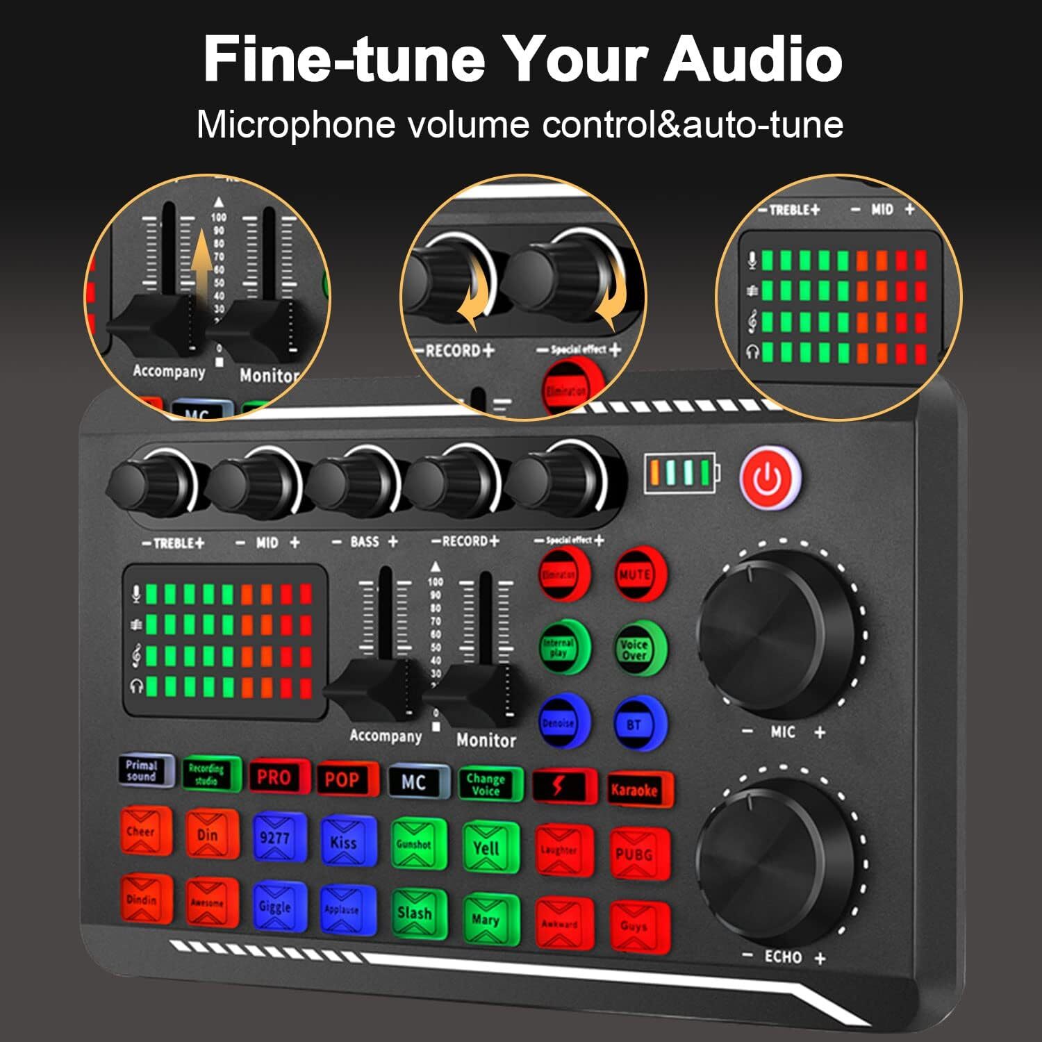 Complete Home Studio Recording Kit Mixer Condenser Microphone for Music Podcast