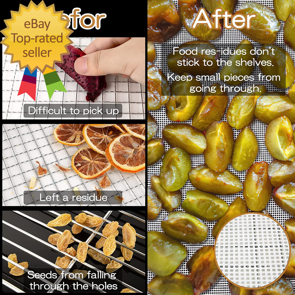 (6 Pack) Silicone Dehydrator Sheets Non Stick Dehydrator Mats for Fruit Dryer