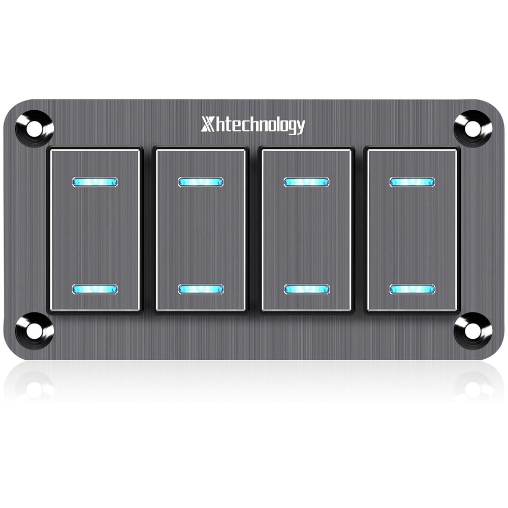 Toggle Switch Panel 4 Gang Waterproof Aluminum Switch, 12V/24V Rocker Switch ...