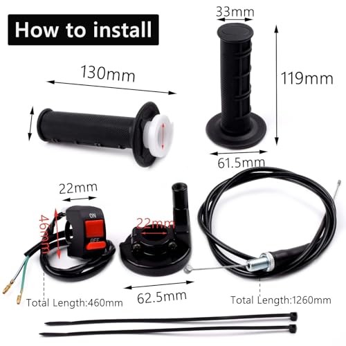 7/8" 22mm Twist Throttle Accelerator Soft Rubble Handle Grip Cable kit for Red