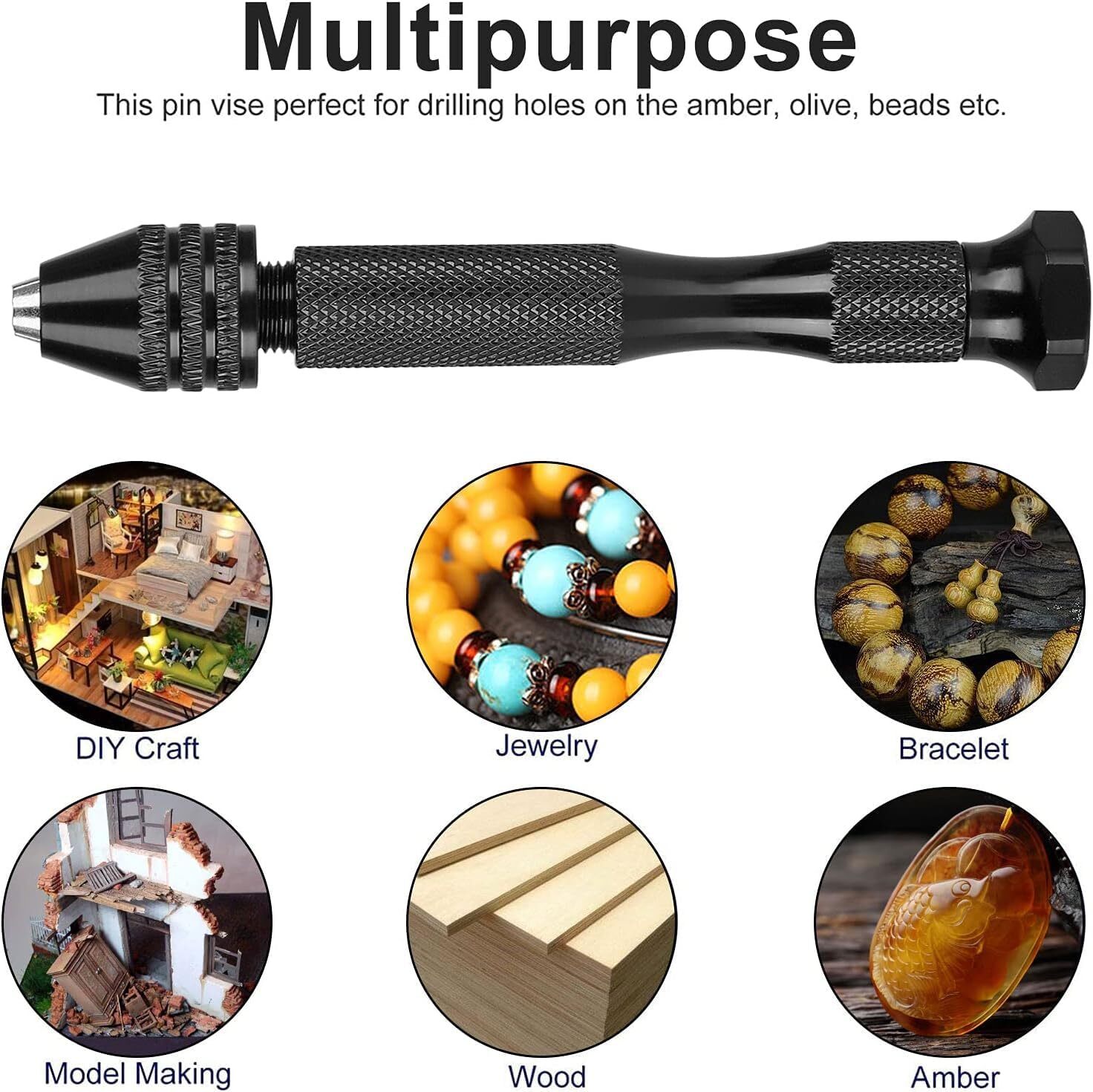 Mini Micro Hand Drill Bits Set Small Manual Keyless Chuck Pin Vise Rotary 31Pcs