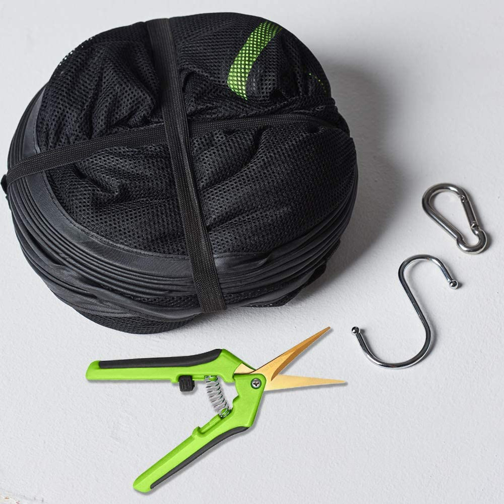 6 Tier Black Mesh Zippered Herb Drying Rack Hanging Dry with Pruning Shear