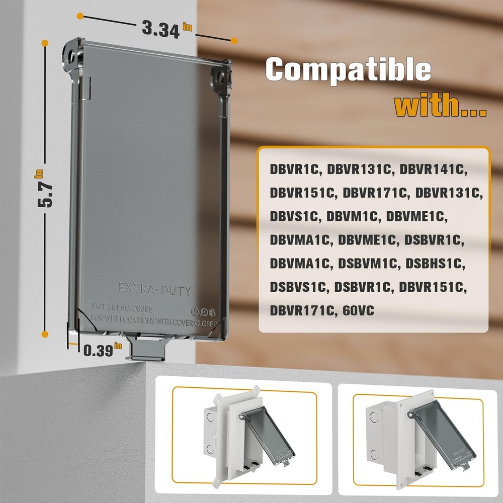 2Pcs Recessed Outlet Box Cover, DBVC-1 Replacement UV 2Pack, Clear