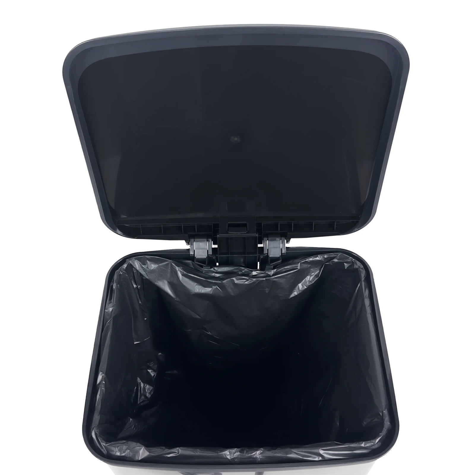 Kitchen Trash Can, 13.2 Gallon Plastic Step Garbage Bin with Lid, Silver