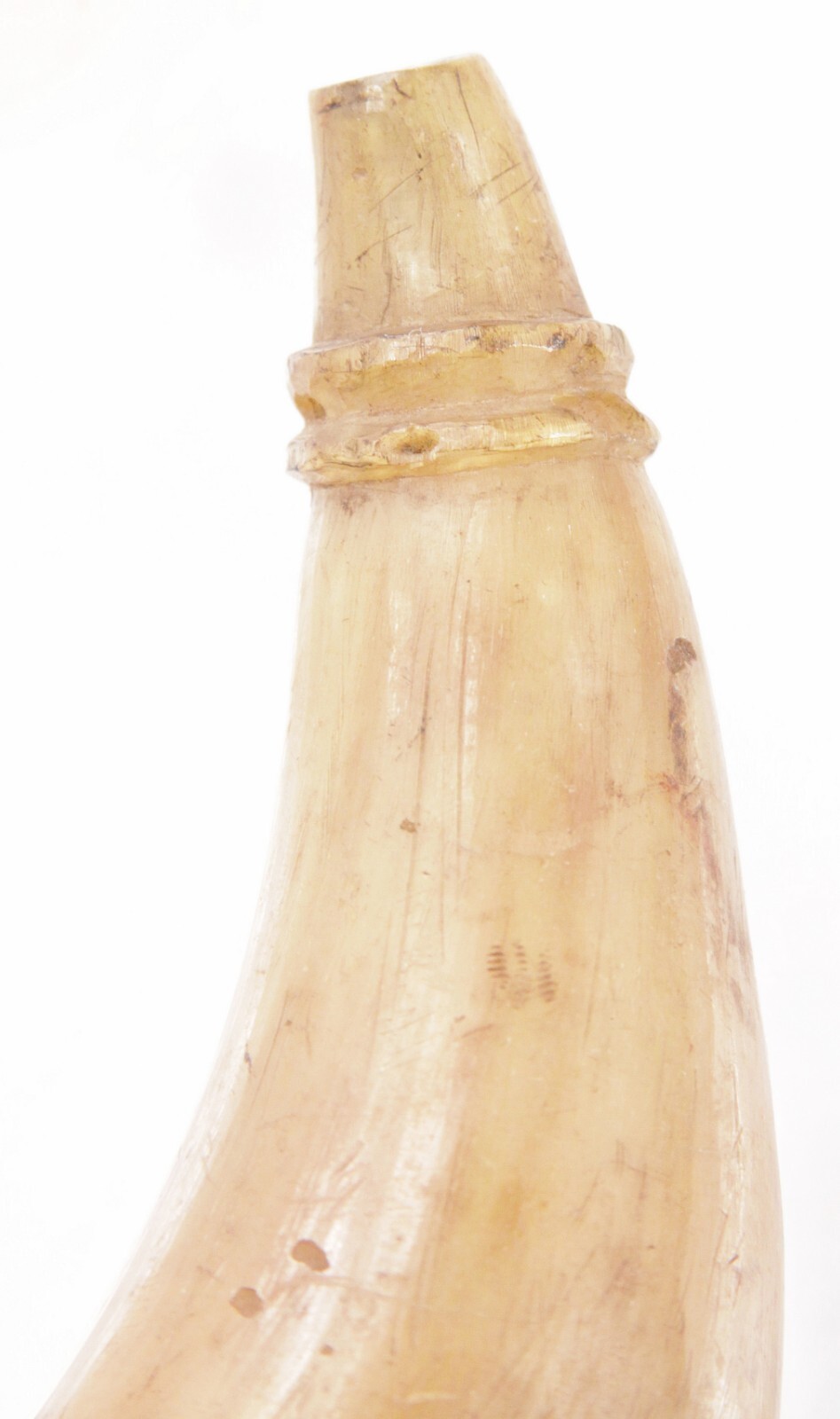 Antique 19th Century American Translucent Cow Horn Powder Horn Flask Old