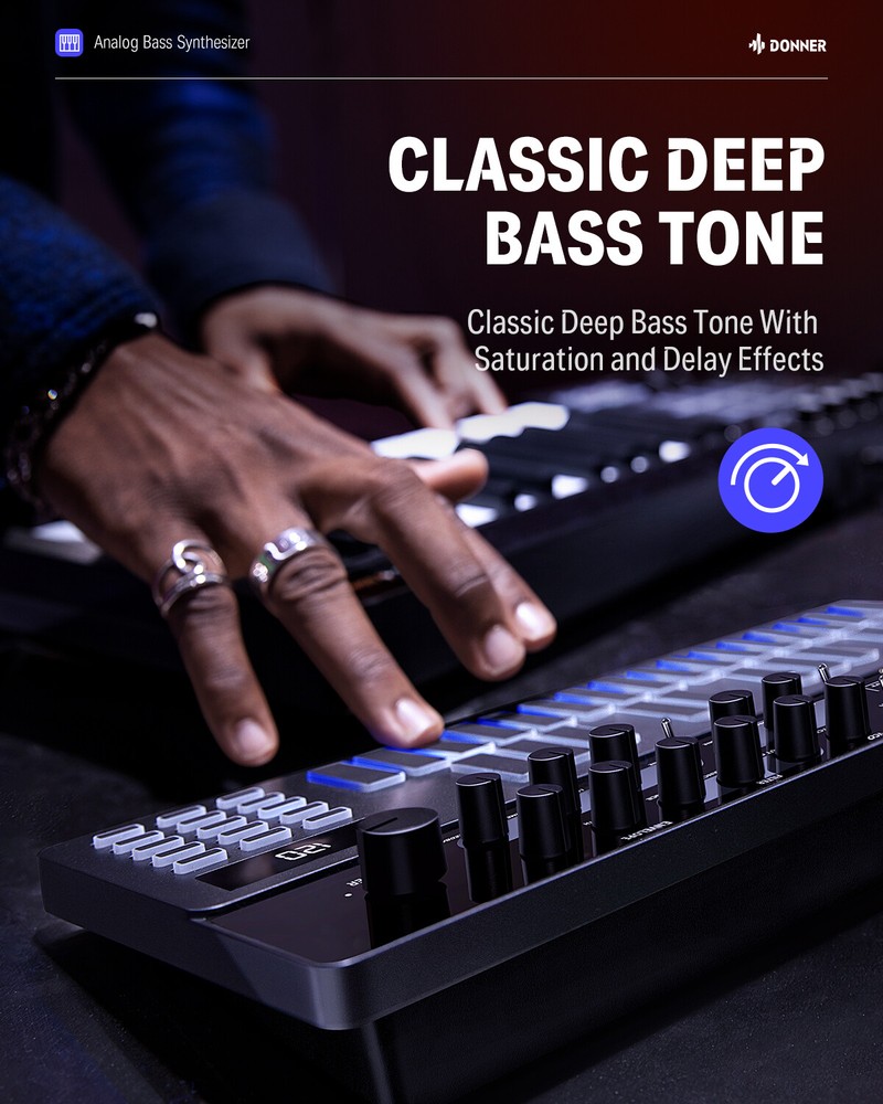 Donner B1 Synthesizer Analog LED Bass Sequencer DJ Controller Beat Drum Machine