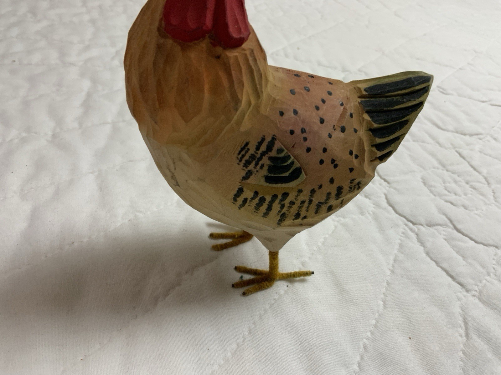 Rooster, Chicken Folk Art Figurine, Country, Wood, Carved, Hand Painted
