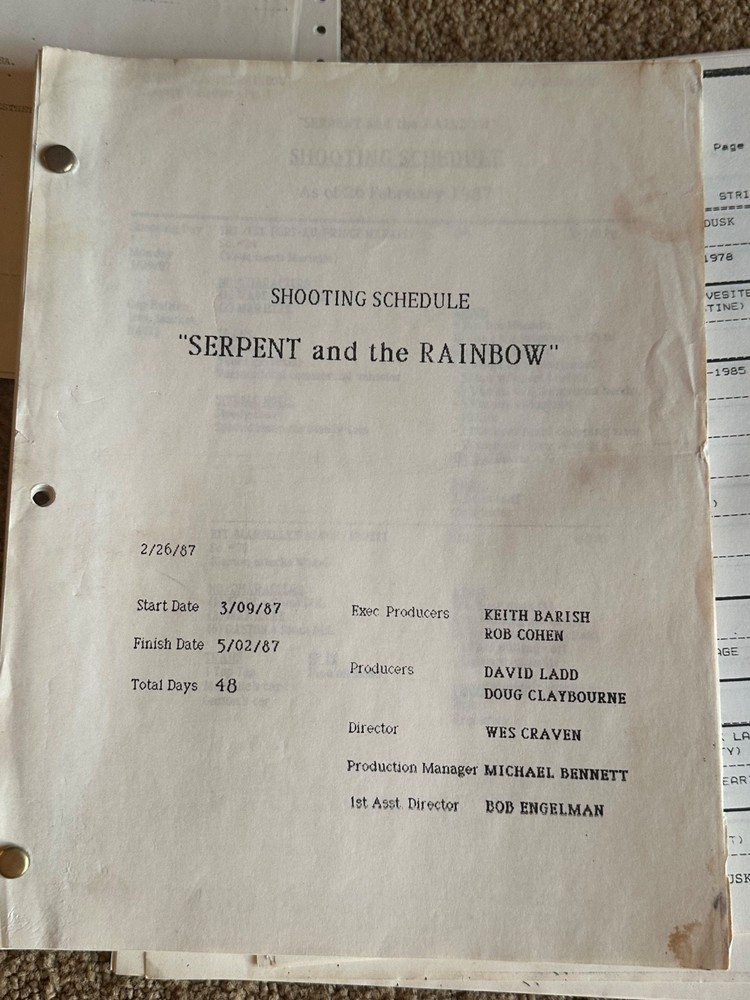 THE SERPENT AND THE RAINBOW RICHARD MAXWELL 1986 SCREENPLAY BLACK MAGIC SCRIPT