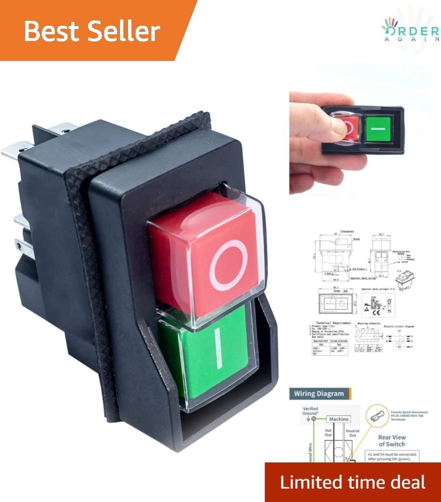 120V Magnetic On/Off Switch 9A Push Button Heavy Duty Power Tool Accessory