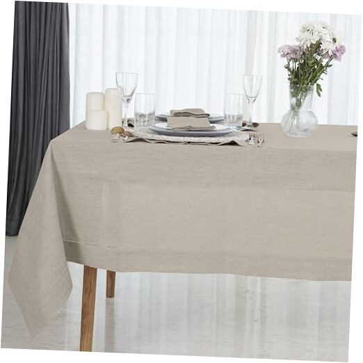 Linen Tablecloth 60 x 120 Inch - 100% 120" x 60" (Rectangular) 02 - Natural