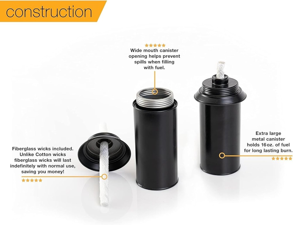 Torch Replacement Canisters (16 oz). Compatible with Tiki 6 Pack, Black