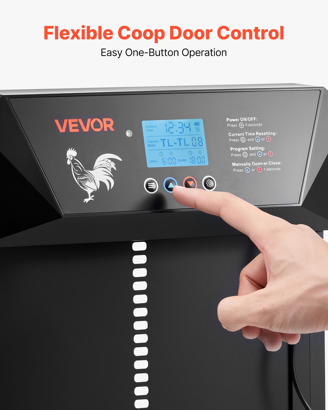 VEVOR DC & Battery Powered Automatic Chicken Coop Door Opener Light Sensor Timer