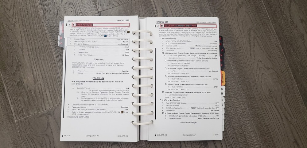 Citation Sovereign Pilot Training Manuals, Normal, Emergency/Abnormal Procedures
