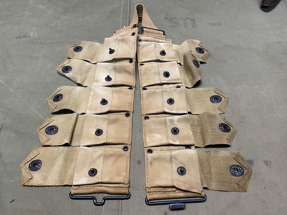 ORIGINAL WWI WWII US ARMY M1903 INFANTRY FIELD 10 POCKET AMMO BELT-LONG