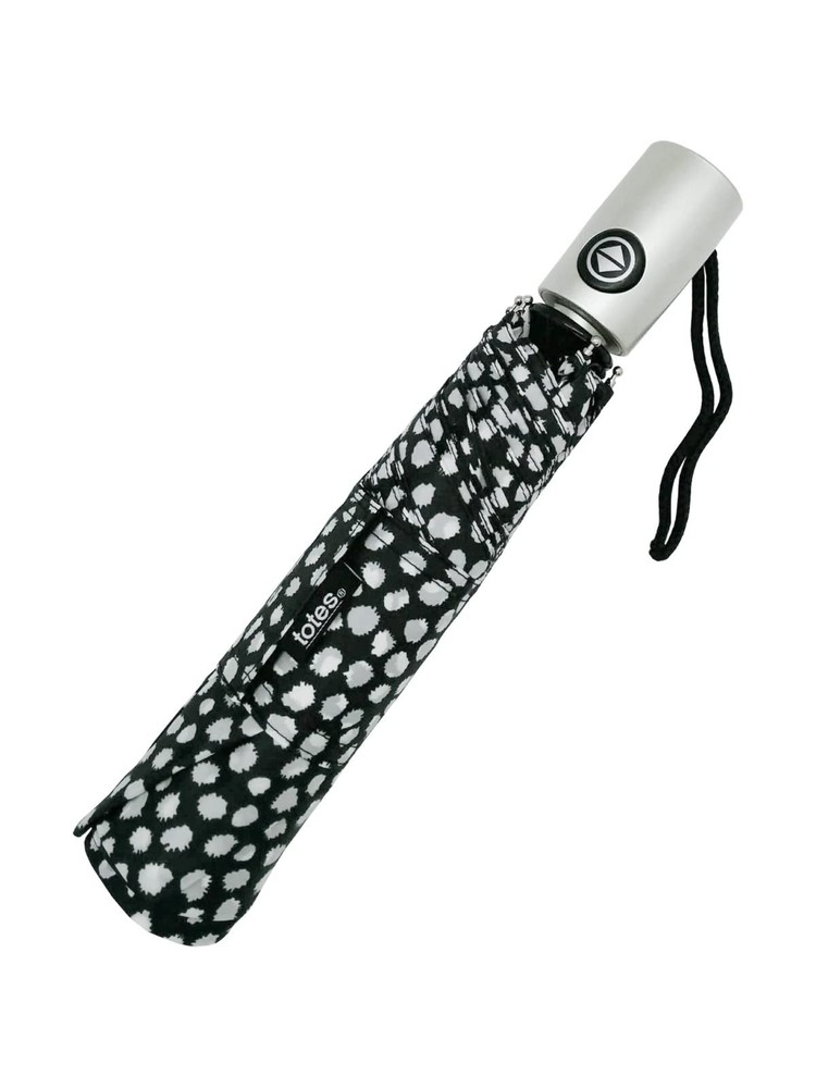 Totes NeverWet technology, Auto Open Close Medium, Black With White Dots