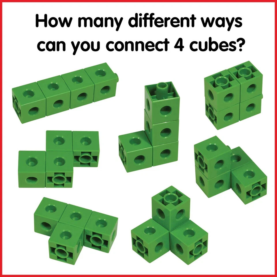Educational Linking Cubes Set of 100 Math Manipulatives Construction Early Math