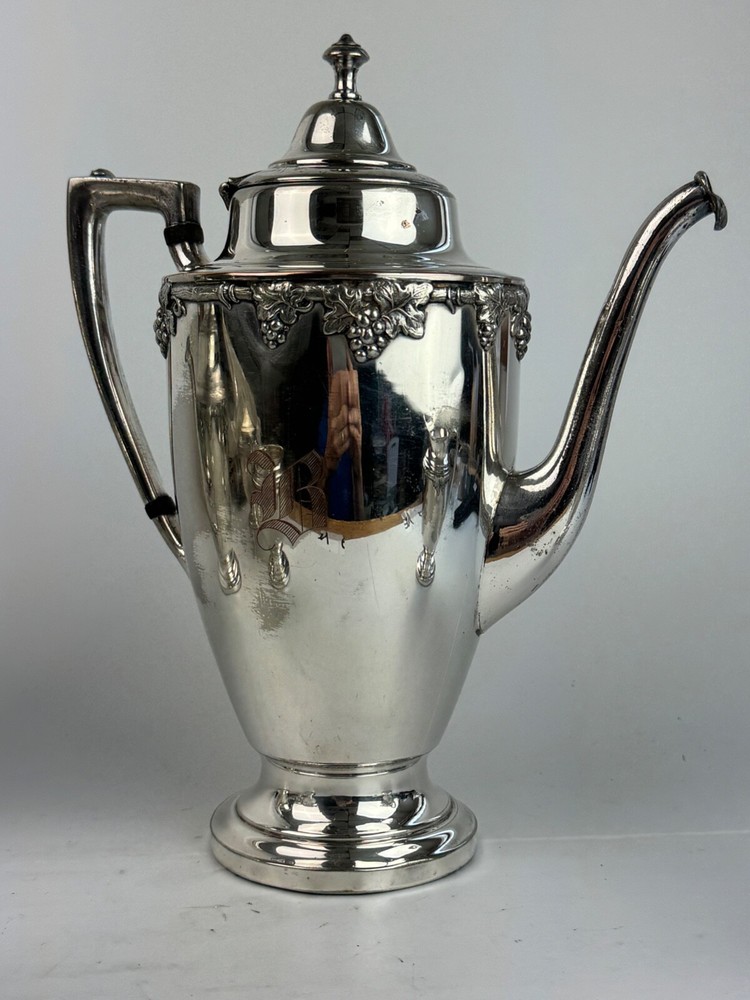 CS Silver On Copper Grape Pattern Tea Set Monogram B