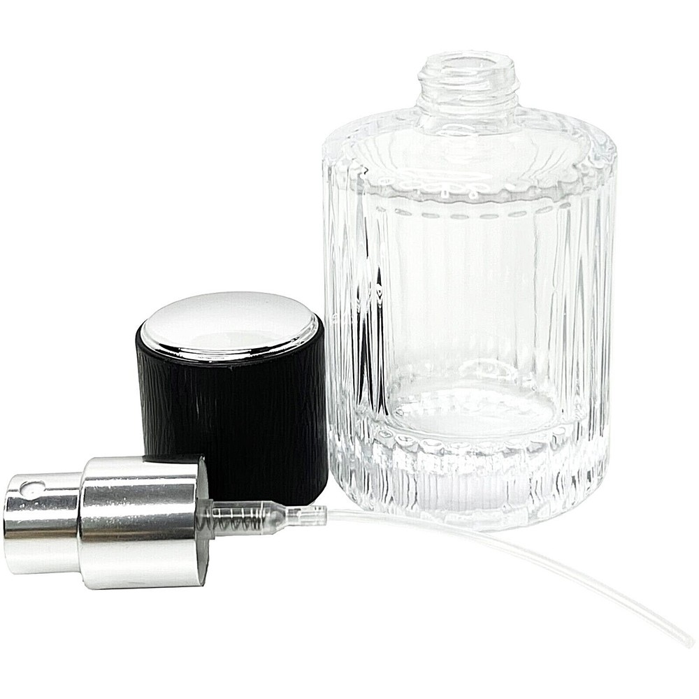 30ml 1oz Empty Thick Glass Perfume Black Silver Cap Spray Bottles Atomizer