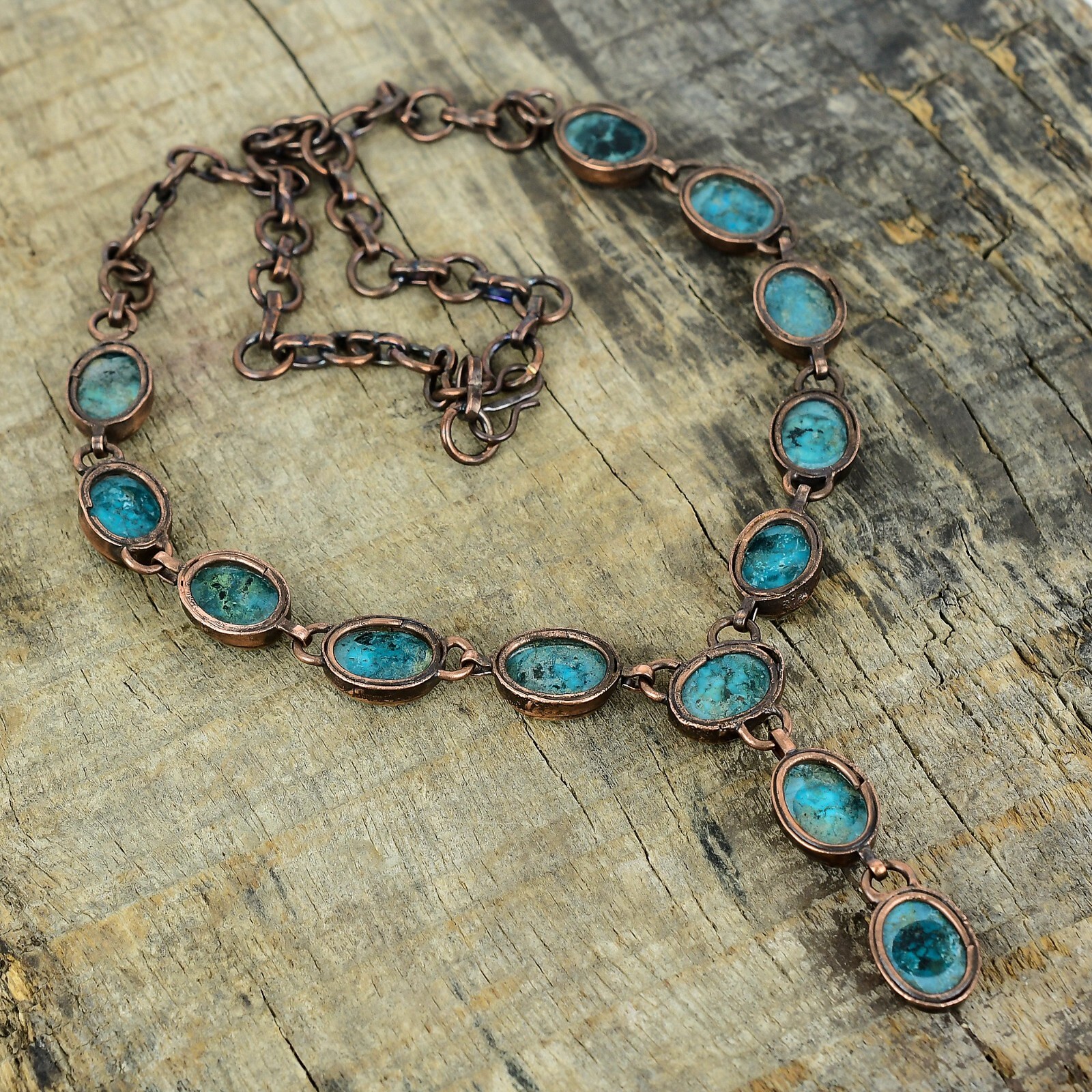 Valentines Sale Tibetan Turquoise Stone Chain Wife Electroformed Necklace Copper