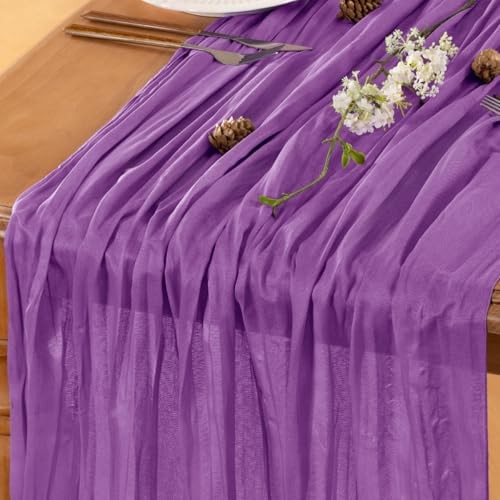 Table Runner Cheesecloth Table Runner 10FT Farmhouse Table Runners 10ft Purple