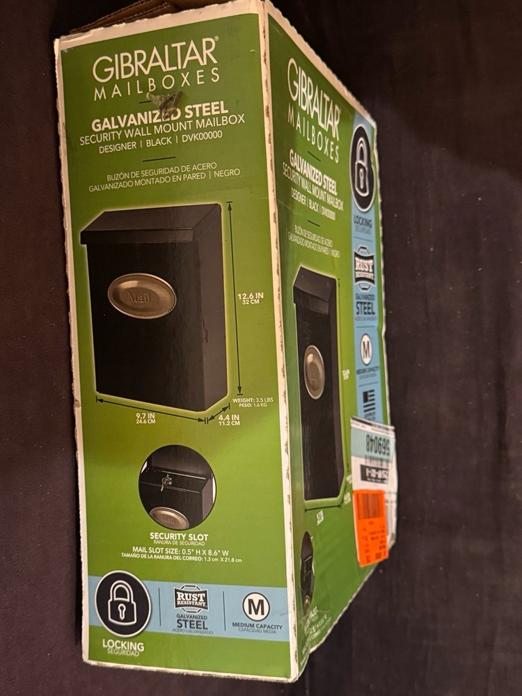 Gibraltar DVK00000 Wall-Mount Locking Mailbox, Black