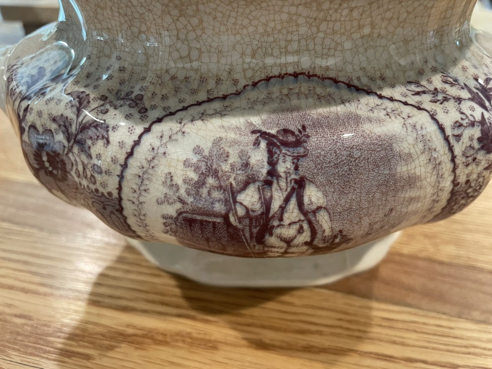 Purple Porcelain Lidded Pot Unmarked