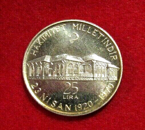Turkey 1970 25 Lira unc Coin