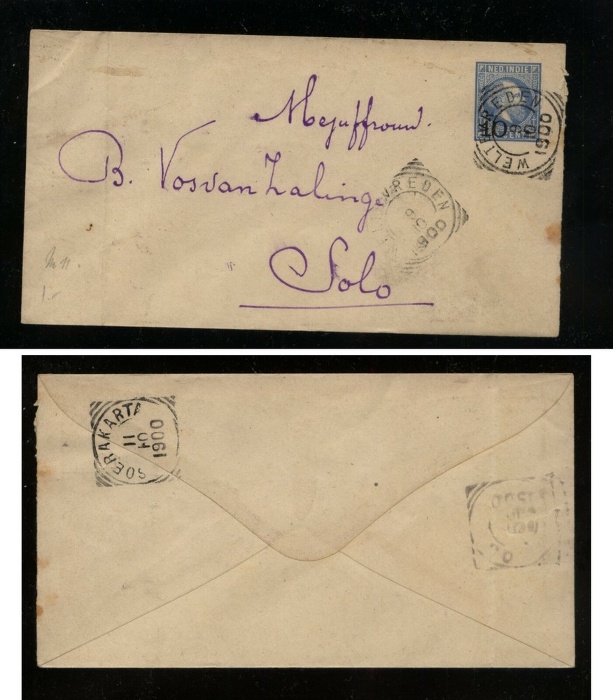 Netherlands  Indies  revalued postal envelope  1900         MS0928