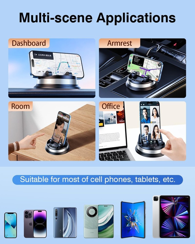 Dash Cell Phone Car Mount, Multifunctional Dashboard Mobile Silver