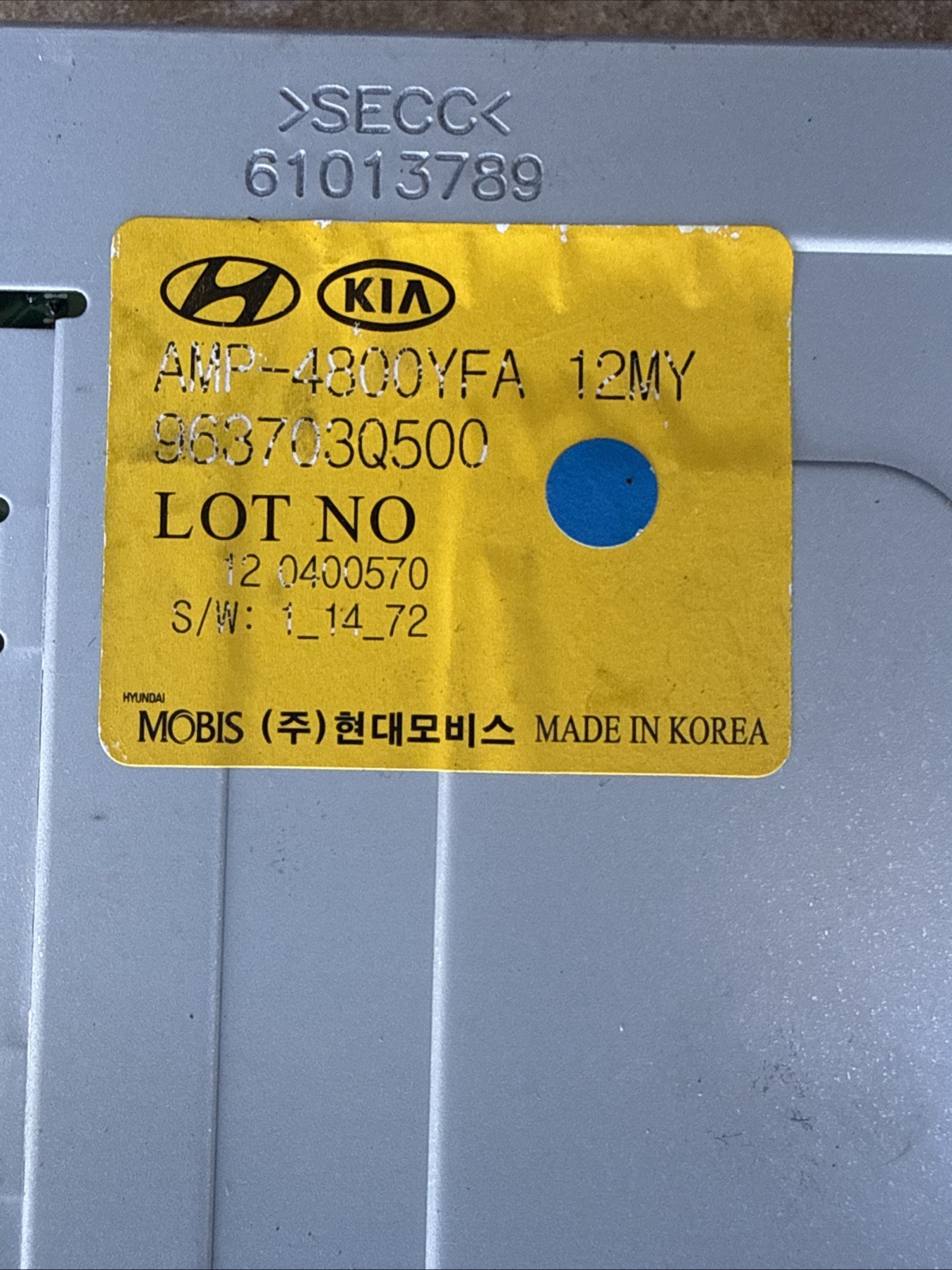 2012-2014 Hyundai Sonata Dimension Sound Audio Amplifier Amp 963703Q500 OEM