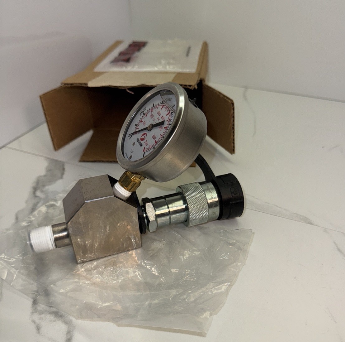 RokSolid/ Enerpac GA45GC Style Gauge Adaptor Assembly 0-10,000 PSI Gauge CR400