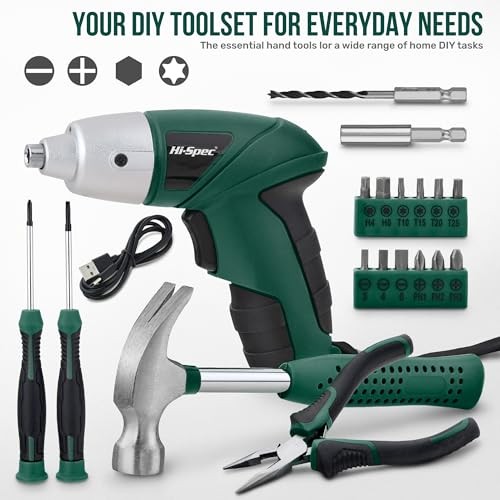 3.6V Cordless Electric Screwdriver Set with Interchangeable Bits Green
