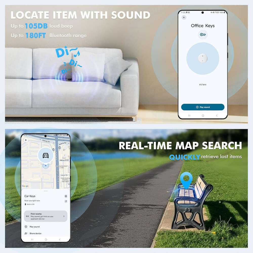 Air Tracker Tags-4 Pack for Android with Case- Bluetooth Tracker Item Finder for