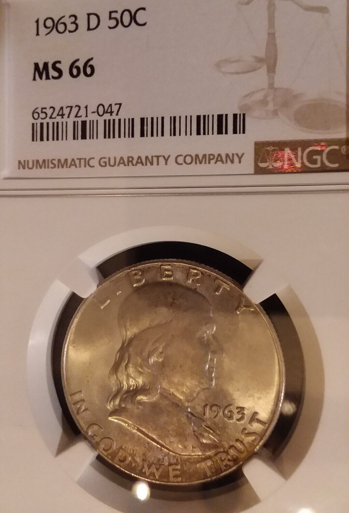 1963-D NGC MS66 FRANKLIN HALF  *** SUPERB MINT STATE BRILLIANT UNCIRCULATED ***