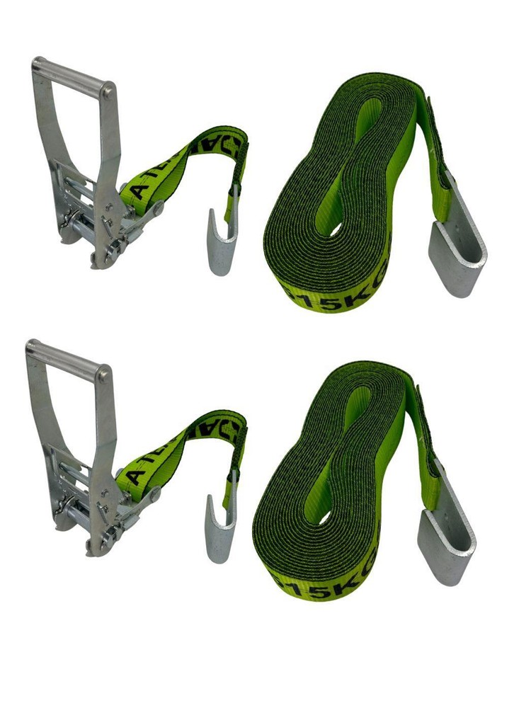 2x30 ft High-Visibility Ratchet Strap with Flat Hook, 2-Pack