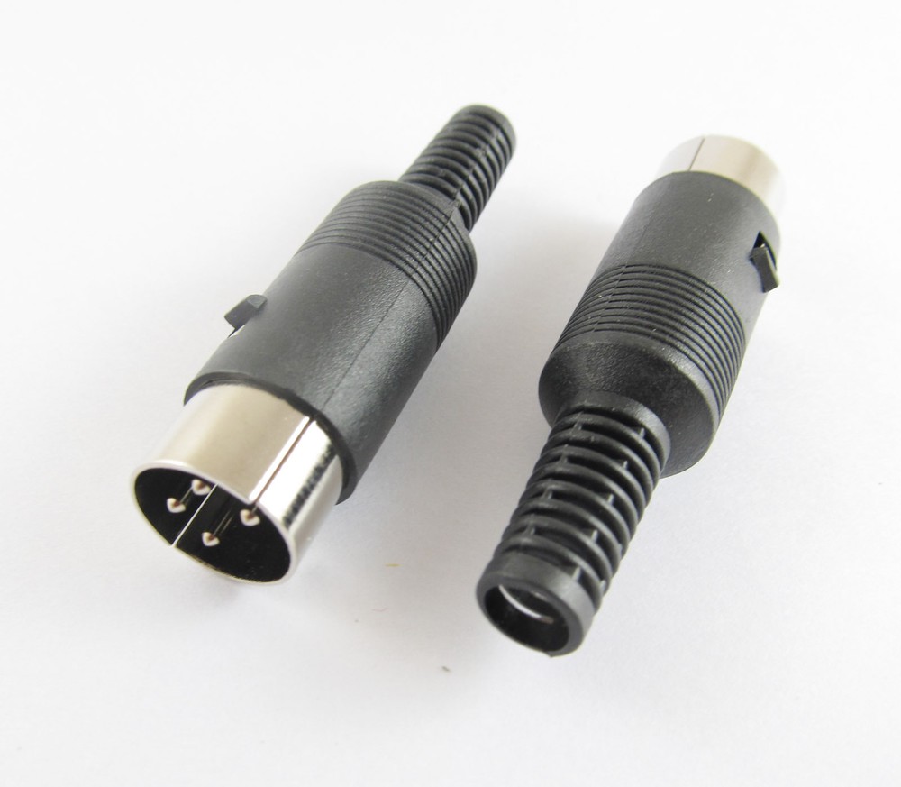 5pcs DIN Plug Male Plug Cable Connector 4 Pin With Plastic Handle