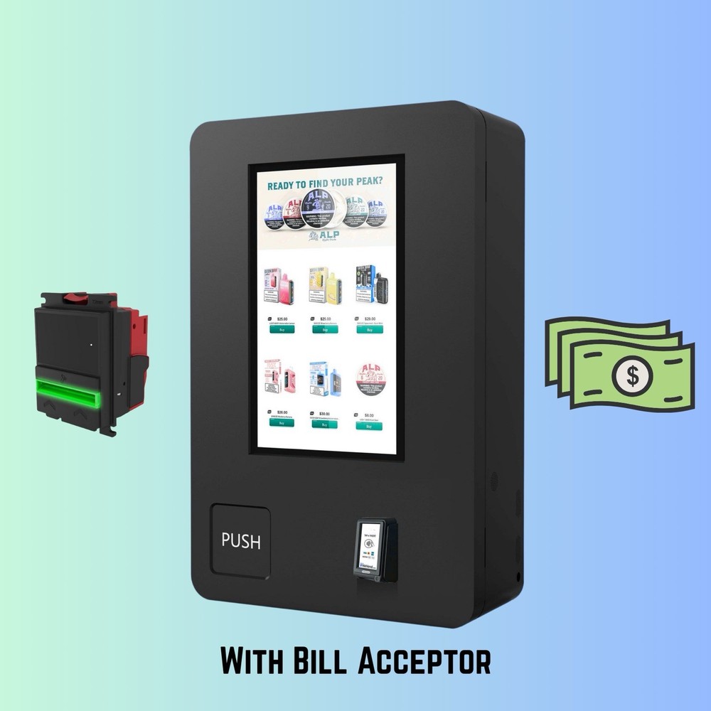 Vape Vending Machine - 21.5" Touchscreen Smart Vending - Bill Acceptor Included