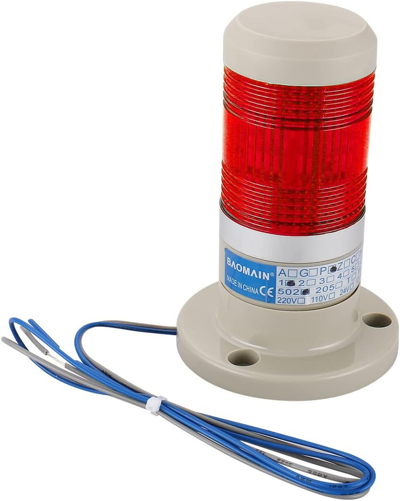 Baomain Warning Continuous Light 110 VAC Red LED Industrial Signal Light Tower